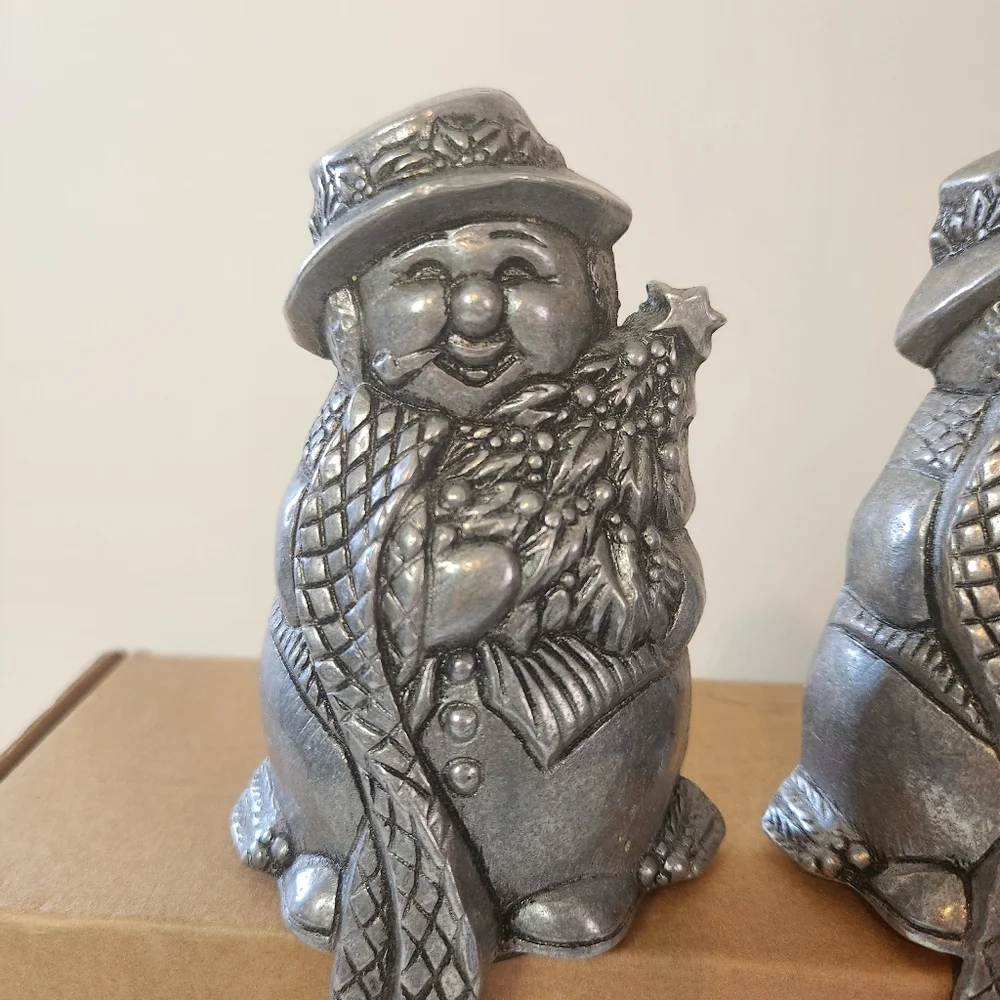 Carson Pewter Snowman Christmas Stocking Hanger Silver Tone Vintage Decor Frosty - Picture 2 of 5